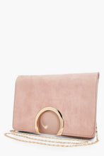 Load image into Gallery viewer, Metal Circle Suedette &amp; PU Clutch Bag
