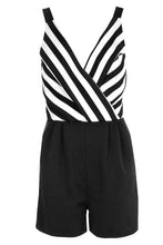 Load image into Gallery viewer, Striped Plunge Wrap Front Romper
