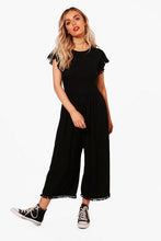 Load image into Gallery viewer, Pom Pom Trim Culotte Jumpsuit
