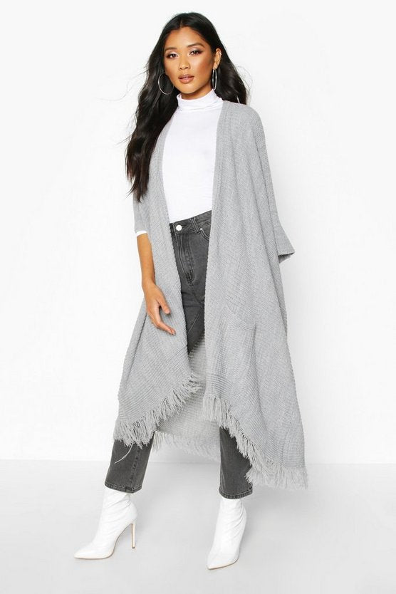 Tassel Hem Cape Cardigan