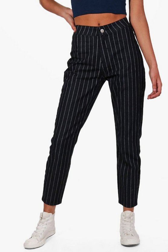 High Rise Stripe Skinny Tube Jeans