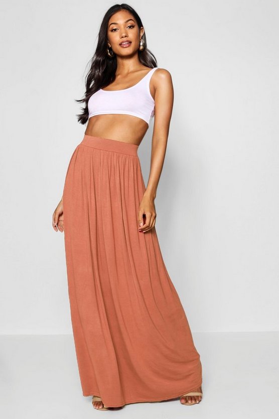 Basic Floor Sweeping Jersey Maxi Skirt