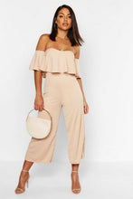 Load image into Gallery viewer, Off The Shoulder Ruffle Culotte Jumpsuit
