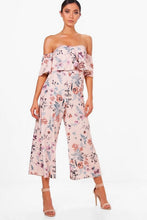 Load image into Gallery viewer, Floral Print Off Shoulder Culotte Jumpsuit
