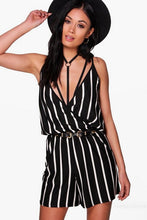 Load image into Gallery viewer, Wrap Over Cami Striped Playsuit
