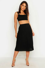 Load image into Gallery viewer, Crepe Pleated Midi Skirt
