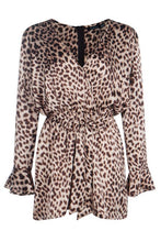 Load image into Gallery viewer, Satin Leopard Print Wrap Romper
