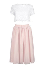 Load image into Gallery viewer, Woven Lace Top - Contrast Midi Skirt Co-Ord
