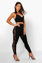 Load image into Gallery viewer, Lace Side Jersey Leggings
