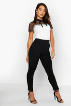 Load image into Gallery viewer, Lace Trim Tie Neck Jumpsuit
