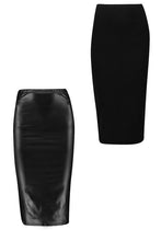 Load image into Gallery viewer, Amaya 2 Pack Leather Look - Jersey Midi Skirt
