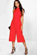 Load image into Gallery viewer, High Neck Woven Culotte Jumpsuit
