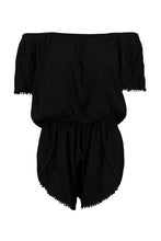 Load image into Gallery viewer, Crochet Trim Off The Shoulder Romper
