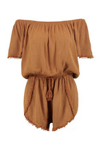 Load image into Gallery viewer, Crochet Trim Off The Shoulder Romper
