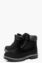 Load image into Gallery viewer, Padded Cuff Lace Up Hiker Boots
