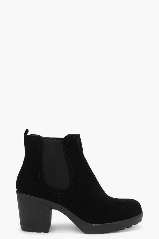 Block Heel Suedette Chelsea Boots