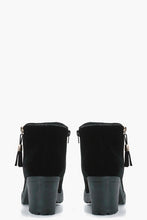 Load image into Gallery viewer, Fringe Trim Suedette Chelsea Boots
