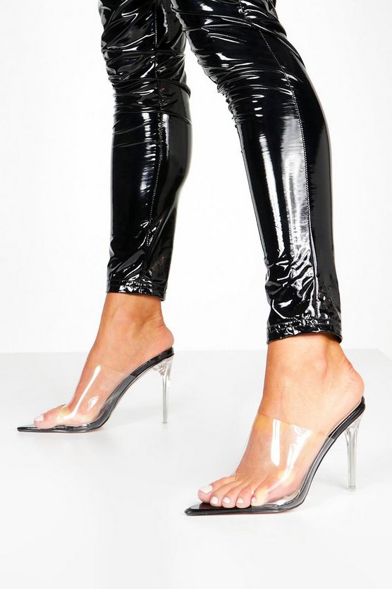 Clear Stiletto Heel Pointed Toe Mules