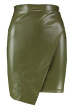 Load image into Gallery viewer, Wrap Front Leather Look Mini Skirt
