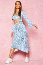 Load image into Gallery viewer, Recycled Floral Print Ruffle Wrap Midi Skirt
