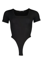 Load image into Gallery viewer, Rib Knit Square Neck Short Sleeve Bodysuit

