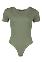 Load image into Gallery viewer, V Neck Short Sleeve Knitted Bodysuit
