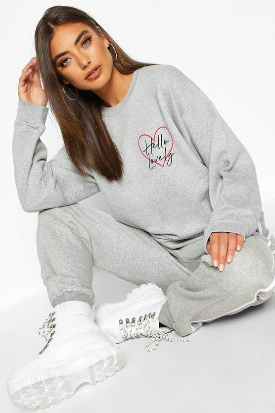 Hello Lovely Pocket Print Sweat