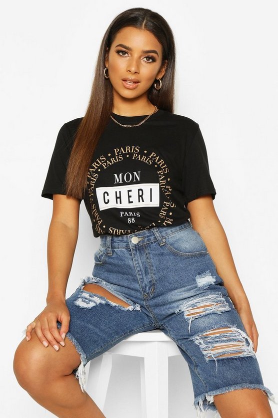 Mon Cheri French Slogan T-Shirt