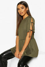 Load image into Gallery viewer, Tie Sleeve Detail Smock Top
