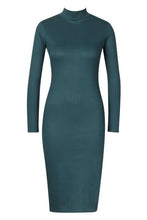 Load image into Gallery viewer, Jumbo Rib High Neck Split Midi Dress
