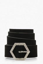 Load image into Gallery viewer, Hexagon Diamante Suedette Buckle Belt
