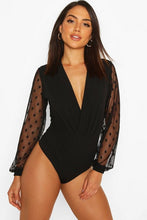 Load image into Gallery viewer, Polka Dot Mesh Sleeve Bodysuit
