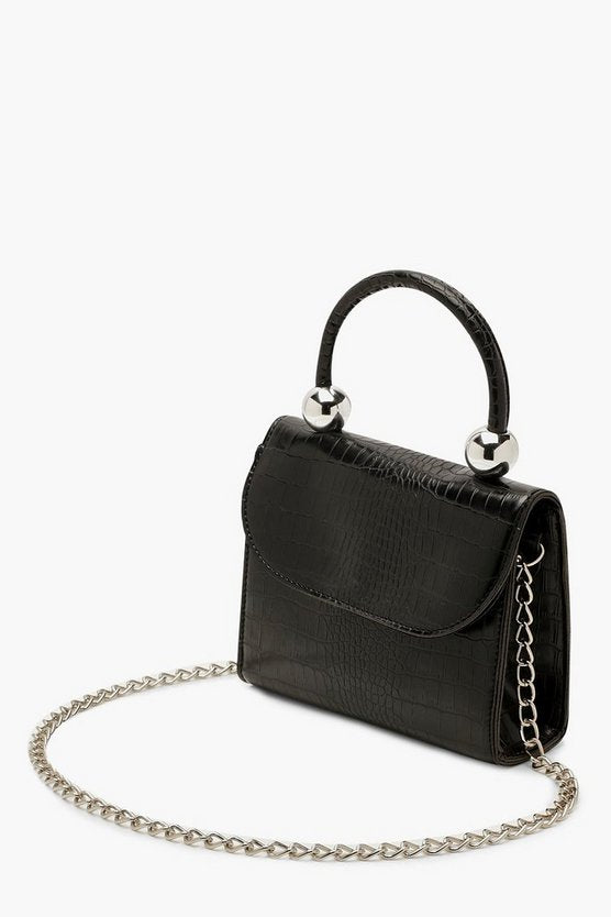 Mini Croc & Bead Structured Cross Body Bag