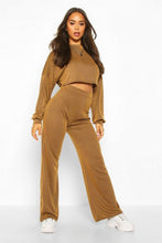 Load image into Gallery viewer, Cropped Slouchy Rib Top &amp; Trouser Co-ord
