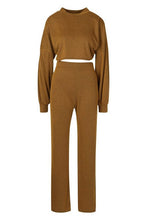 Load image into Gallery viewer, Cropped Slouchy Rib Top &amp; Trouser Co-ord
