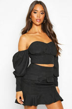 Load image into Gallery viewer, Suedette Pocket Ruffle Hem Mini Skirt
