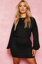Load image into Gallery viewer, Recycled Balloon Sleeve Rib Mini Dress
