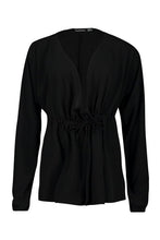Load image into Gallery viewer, Woven Crepe Drawstring Plunge Blouse
