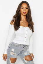 Load image into Gallery viewer, Rib Underbust Bardot Top
