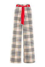 Load image into Gallery viewer, Wide Leg Check Trouser With Sash Belt
