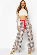 Load image into Gallery viewer, Wide Leg Check Trouser With Sash Belt
