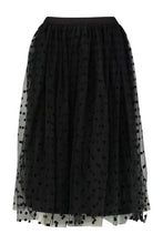 Load image into Gallery viewer, Polka Dot Flocked Tulle Midi Skirt
