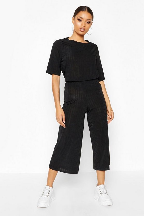 Slinkly Rib T Shirt and Culotte Co Ord
