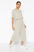 Load image into Gallery viewer, Slinkly Rib T Shirt and Culotte Co Ord
