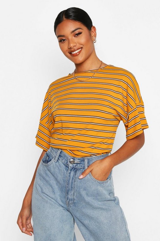 Oversized Striped Rib T-Shirt