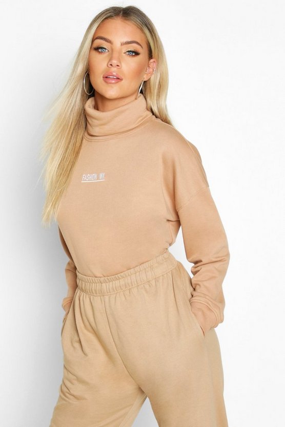 Slogan Detail High Neck Crop Sweat