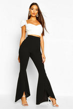 Load image into Gallery viewer, Curved Split Front Stretch Crepe Trouser
