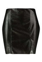 Load image into Gallery viewer, Split Front Panelled Leather Look Mini Skirt
