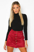 Load image into Gallery viewer, Suedette Button Front A Line Mini Skirt
