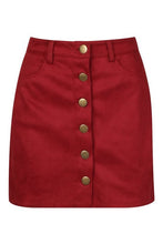 Load image into Gallery viewer, Suedette Button Front A Line Mini Skirt
